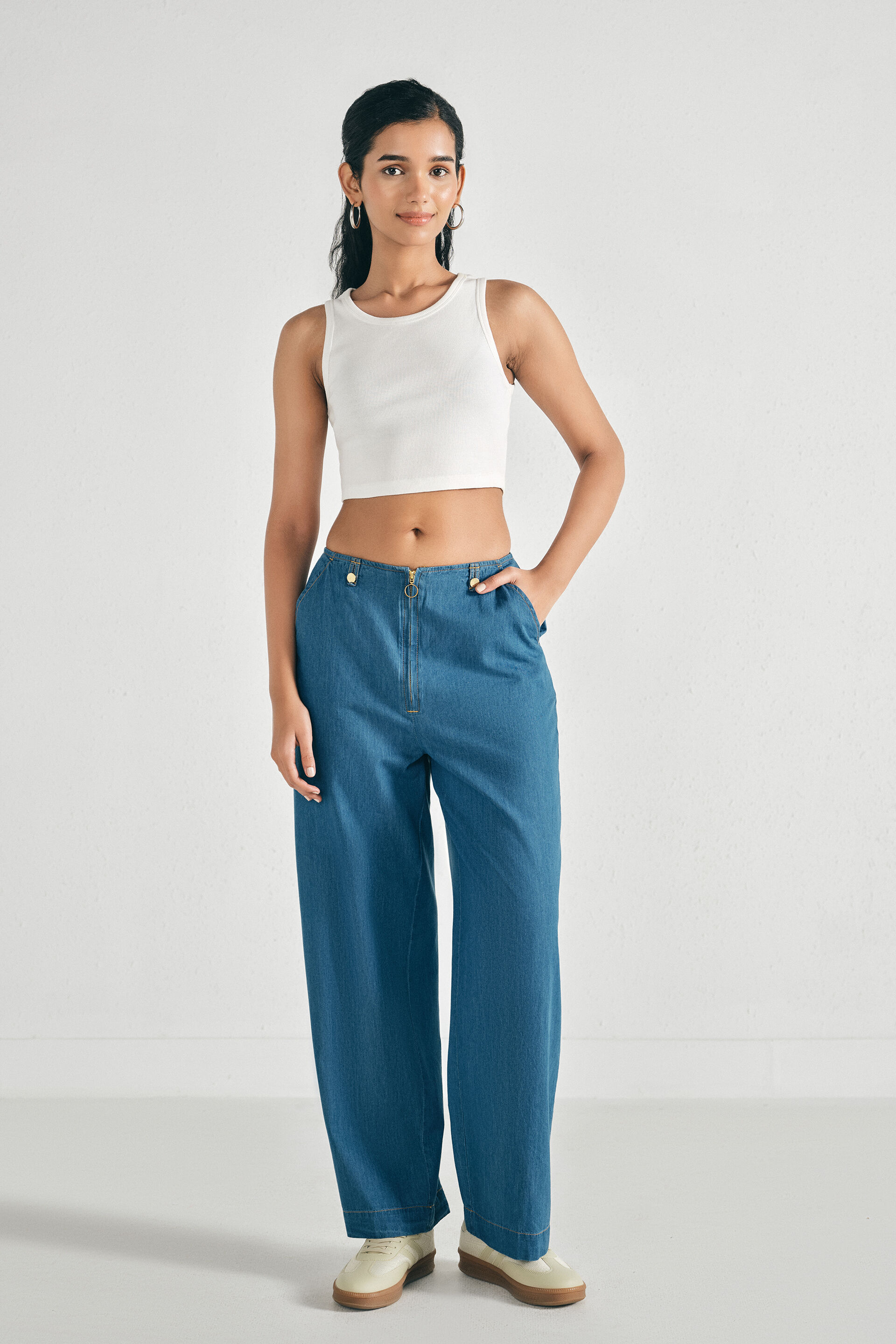 White Ribbed Cotton Vest, Off White, image 3